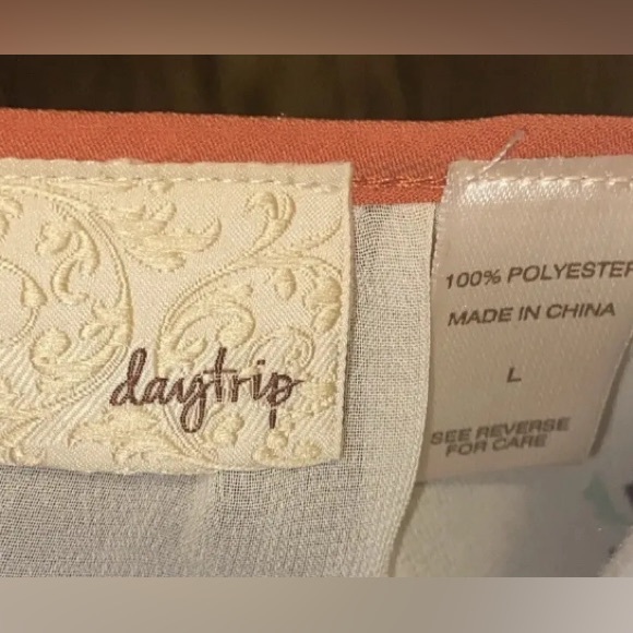 Daytrip Womens Large Button Down Tie Waist Sheer Floral Balloon Slv Blouse - Picture 10 of 12